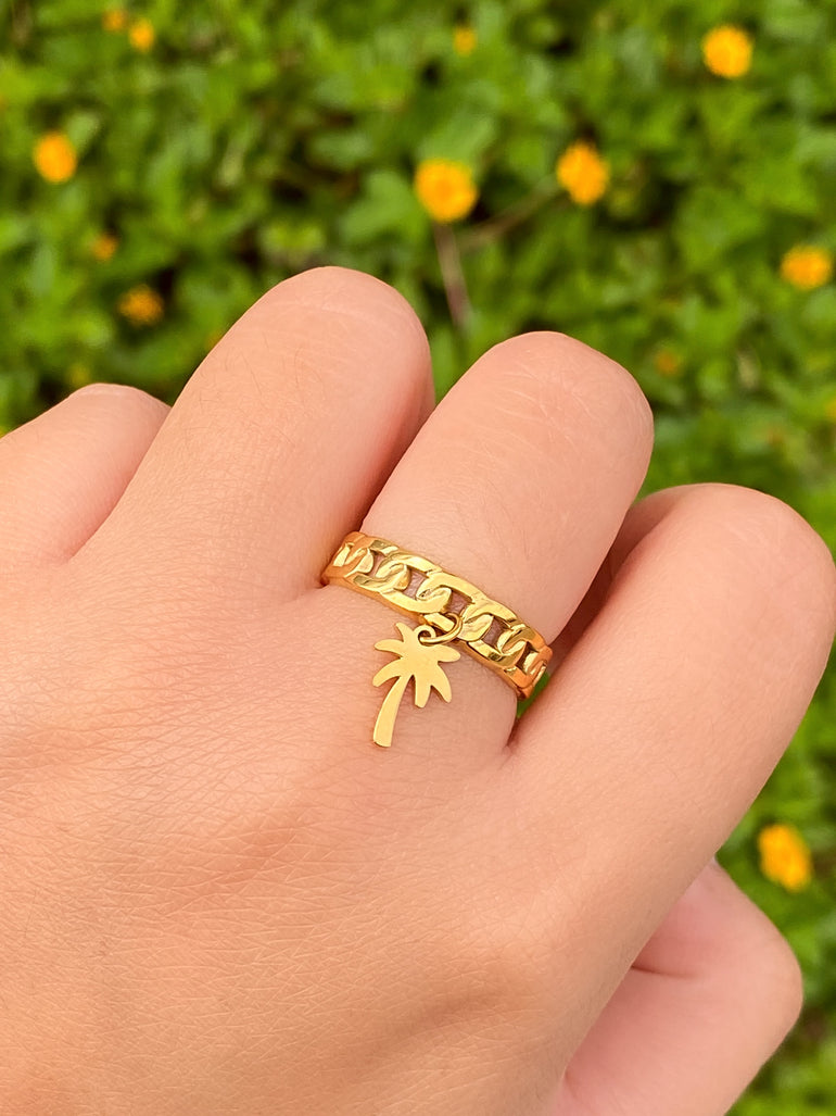 Anillo Eslabones Con Dije Palma