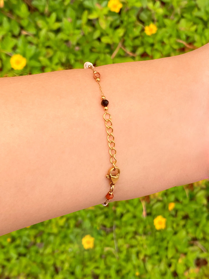Pulsera Eslabones Con Piedras Colores