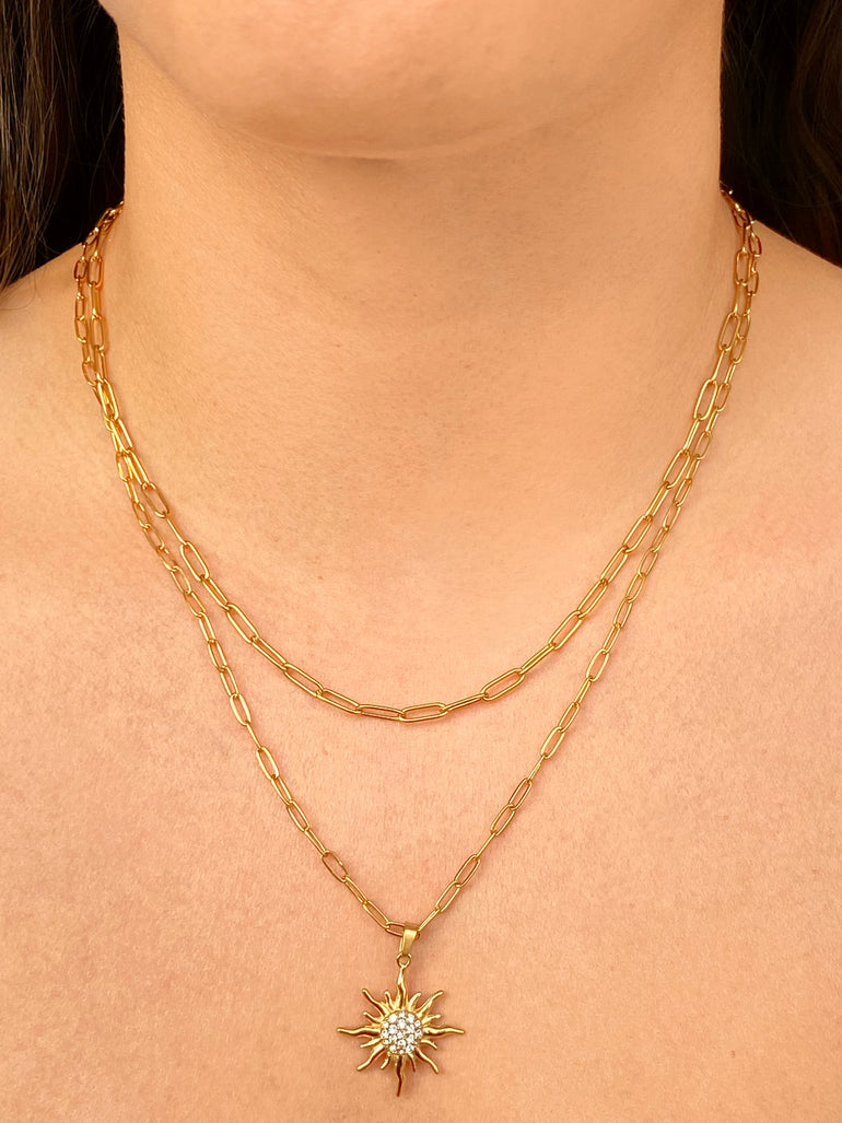 Collar Doble Eslabon Dije Sol