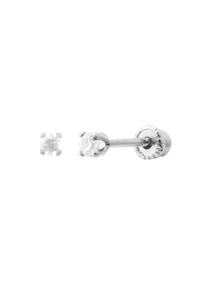 Arete Broquel Solitario Corte Round 0.03 Ct Diamante Natural