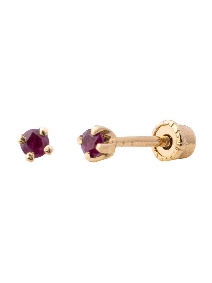 Arete Broquel Solitario Corte Round 0.05 Ct Rubi Natural
