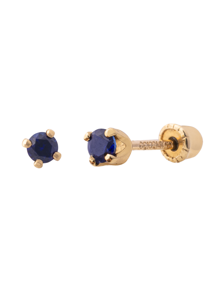 Arete Broquel Solitario Corte Round 0.05 Ct Zafiro Natural