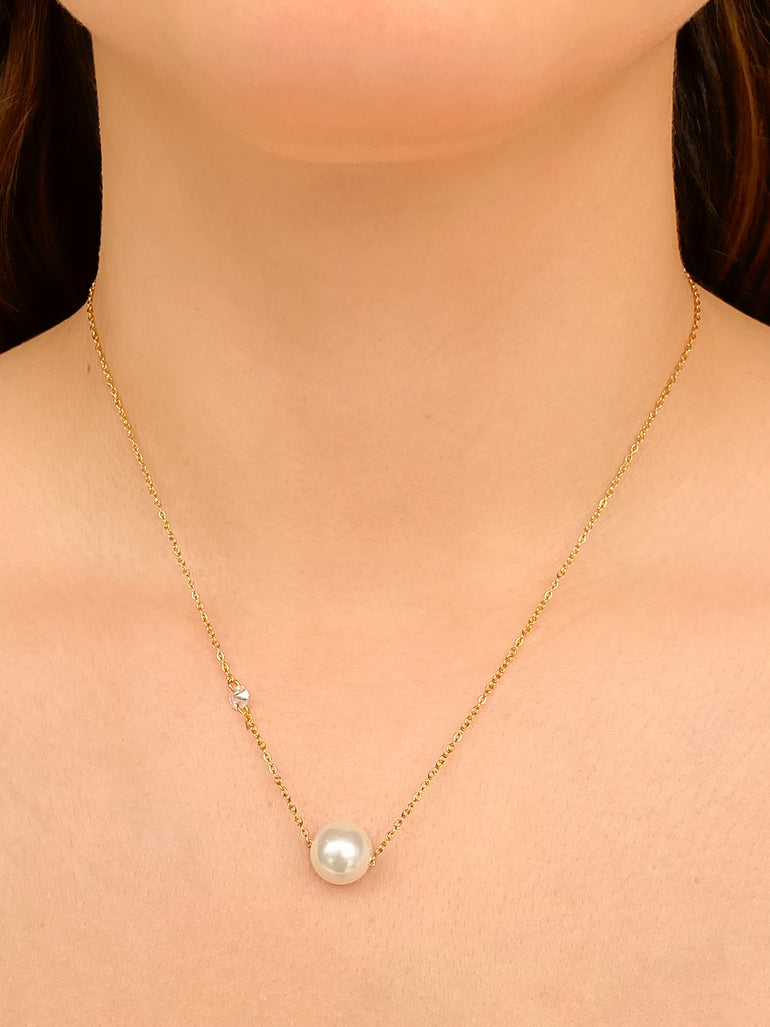 Collar Con Perla y Mini Zirconia