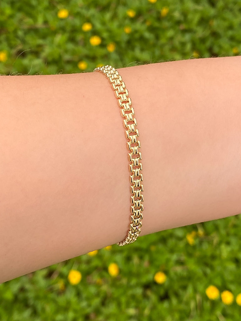 Pulsera Eslabon Tejido 4.5 mm Oro 14k