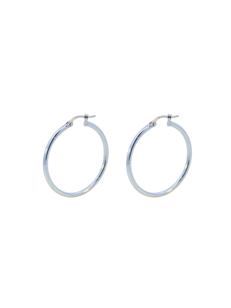 Par Arracada 28 mm Oro Blanco 14k