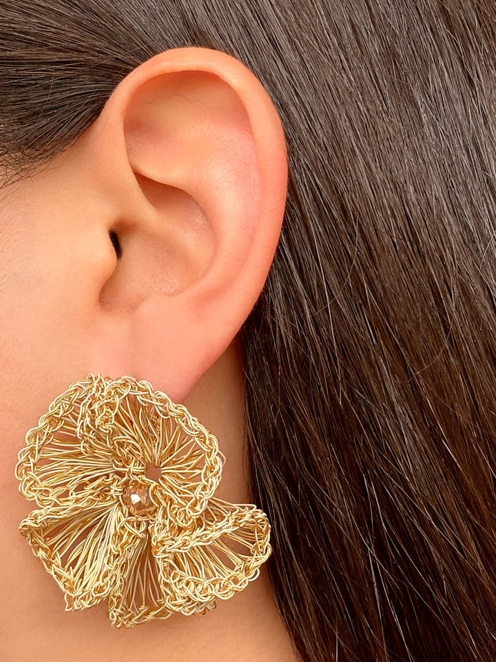 Par Arete Flor Tejida