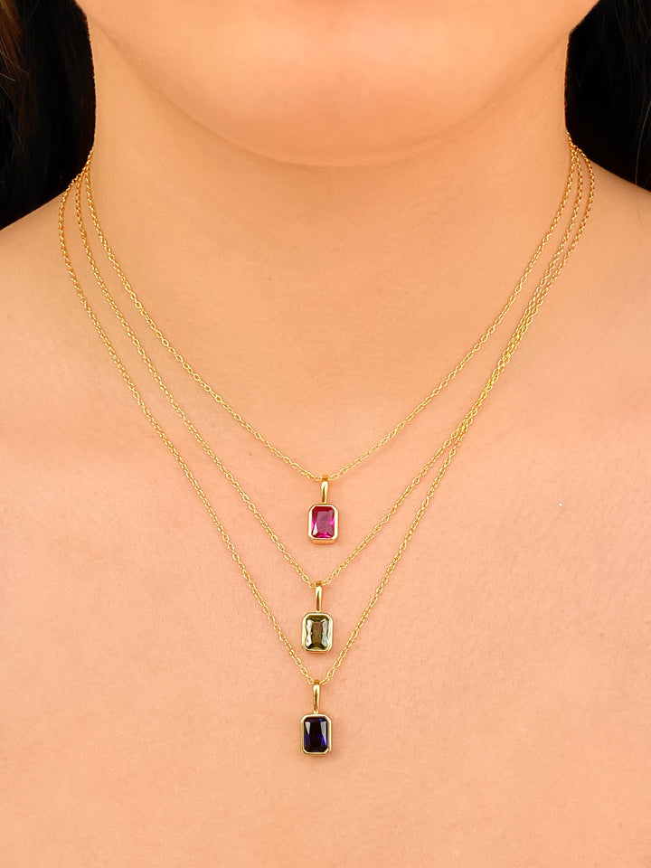 Collar Birthstone Rectangular Dorado