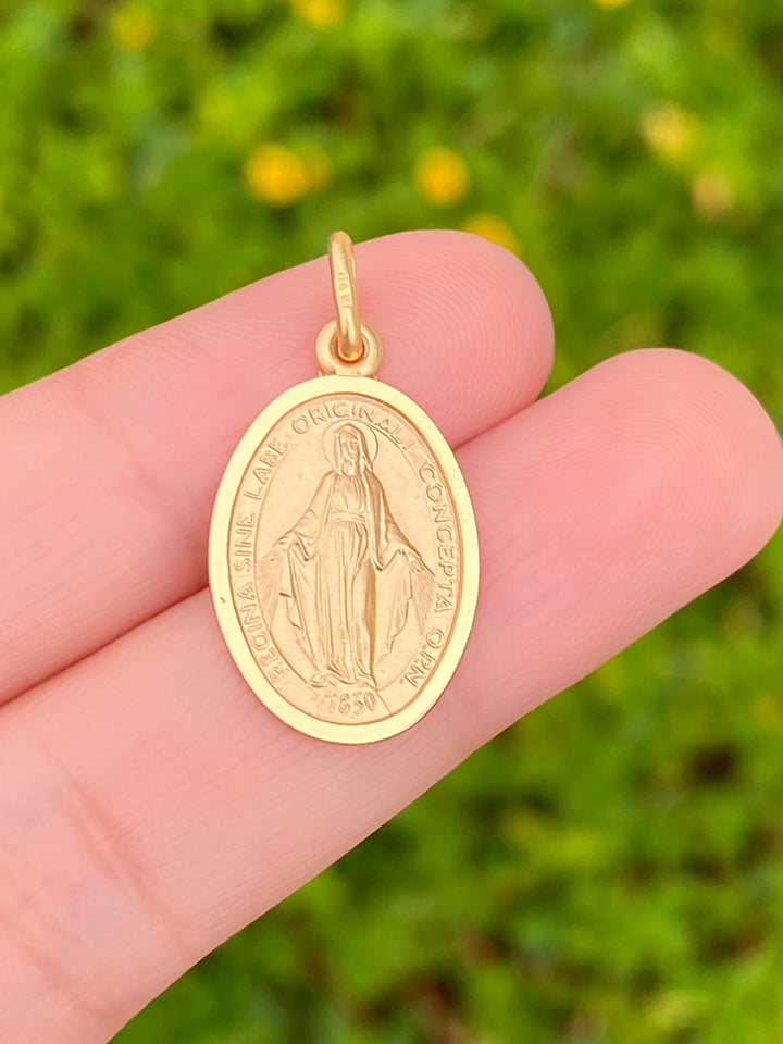 Dije Virgen Milagrosa 21 mm Oro 14k