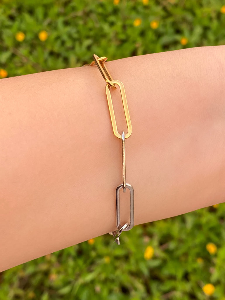 Pulsera Eslabon Tipo Clip Combinado