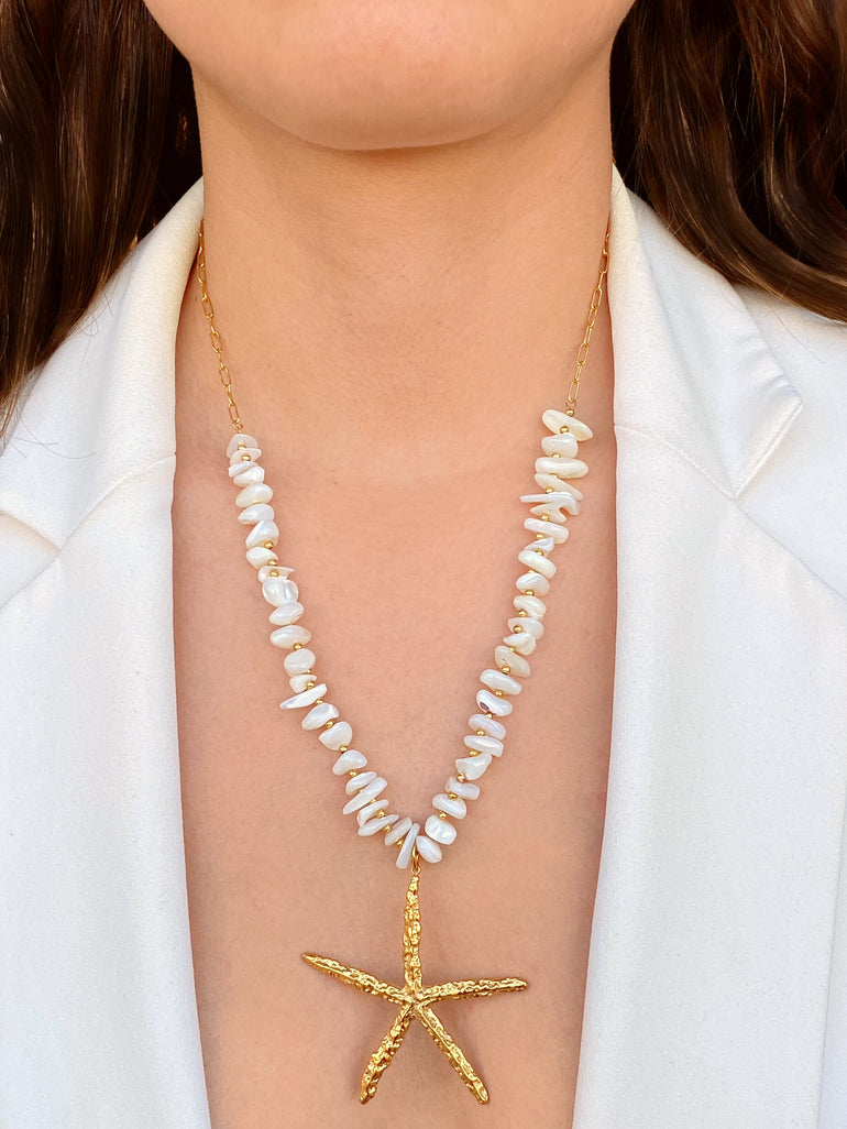 Collar Con Piedra Natural y Estrella de Mar