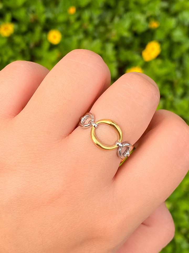 Anillo Ovados Enlazados Combinado
