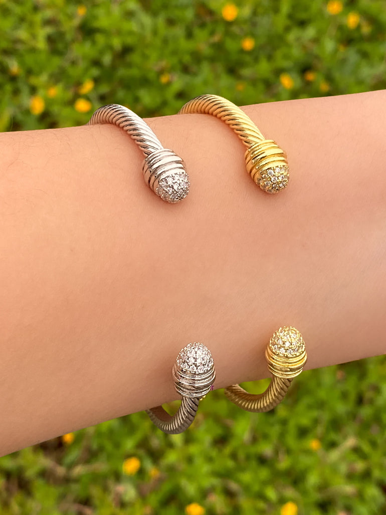 Brazalete Torcido Abierto Con Zirconias