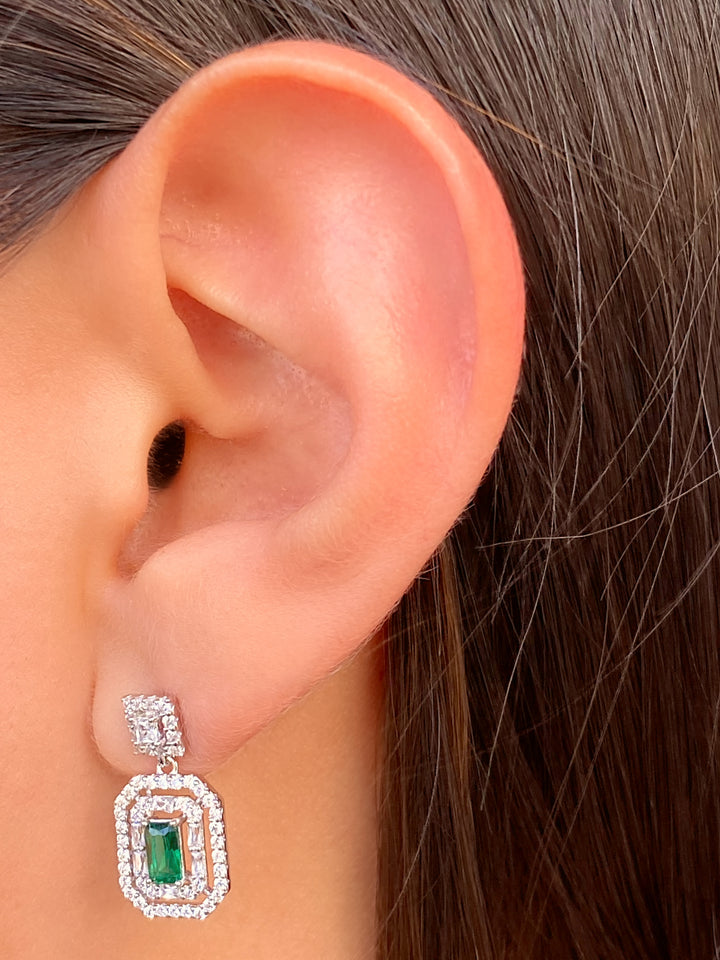 Par Arete Cuadrado Con Baguettes