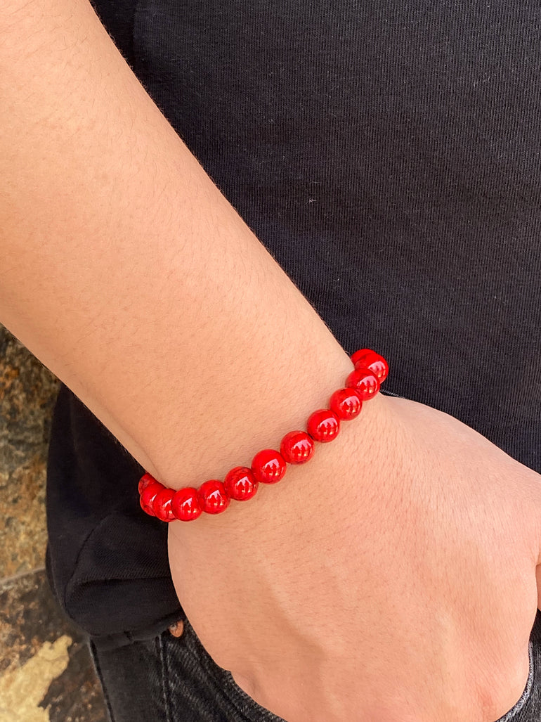 Pulsera Piedra Turquesa Roja