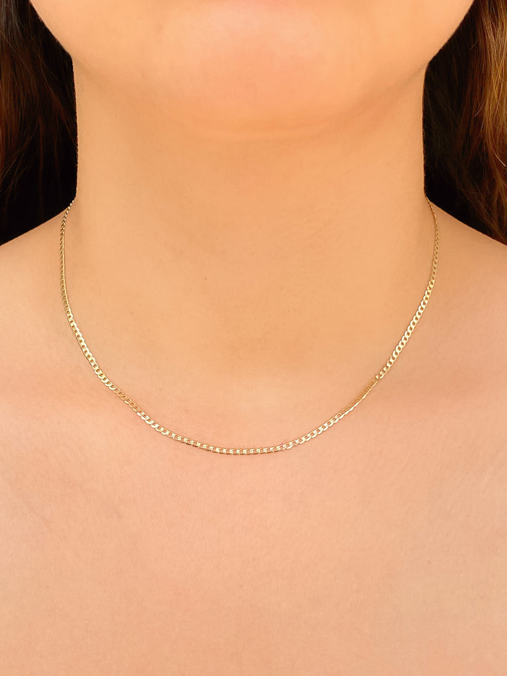 Collar Eslabon Planchado 2 mm Oro 14k