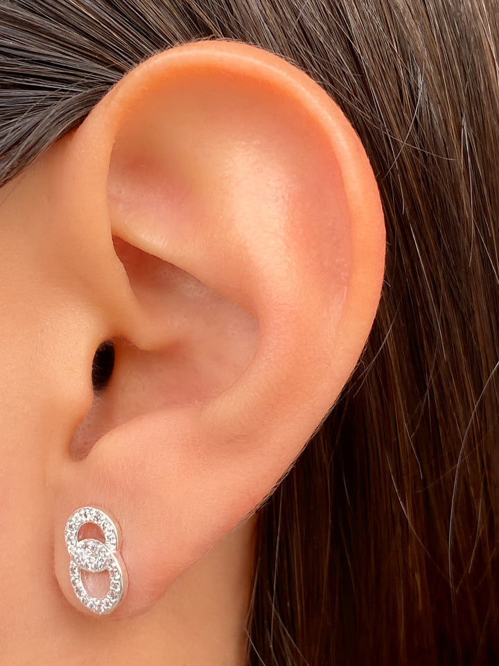 Par Arete Doble Circulo Con Zirconias