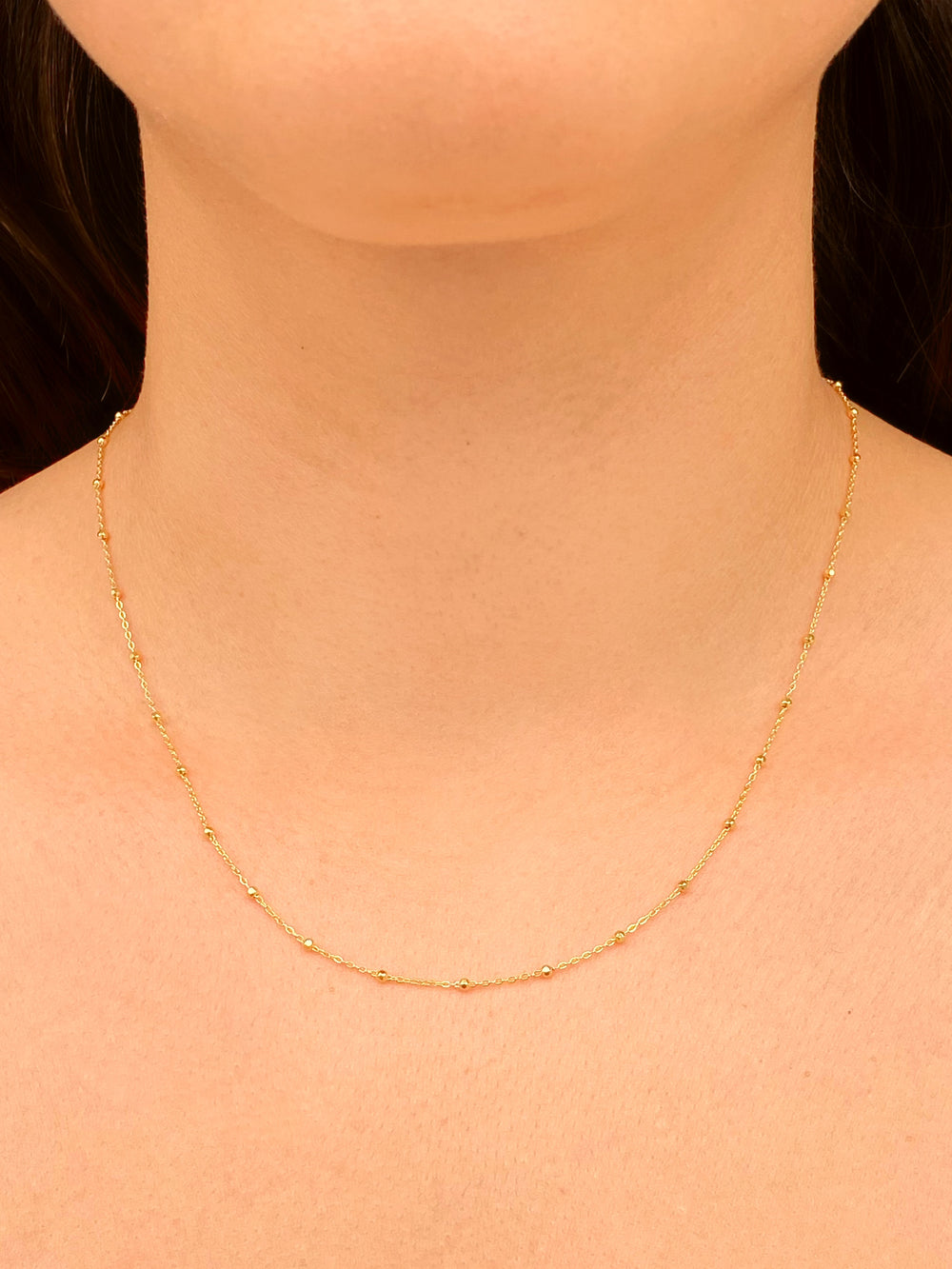 Collar Cadena Con Bolitas Oro 14k