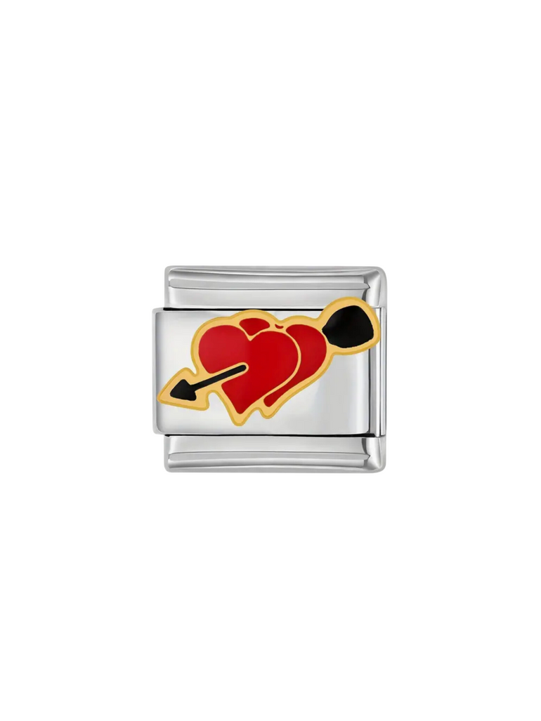 Charm Doble Corazon Con Flecha