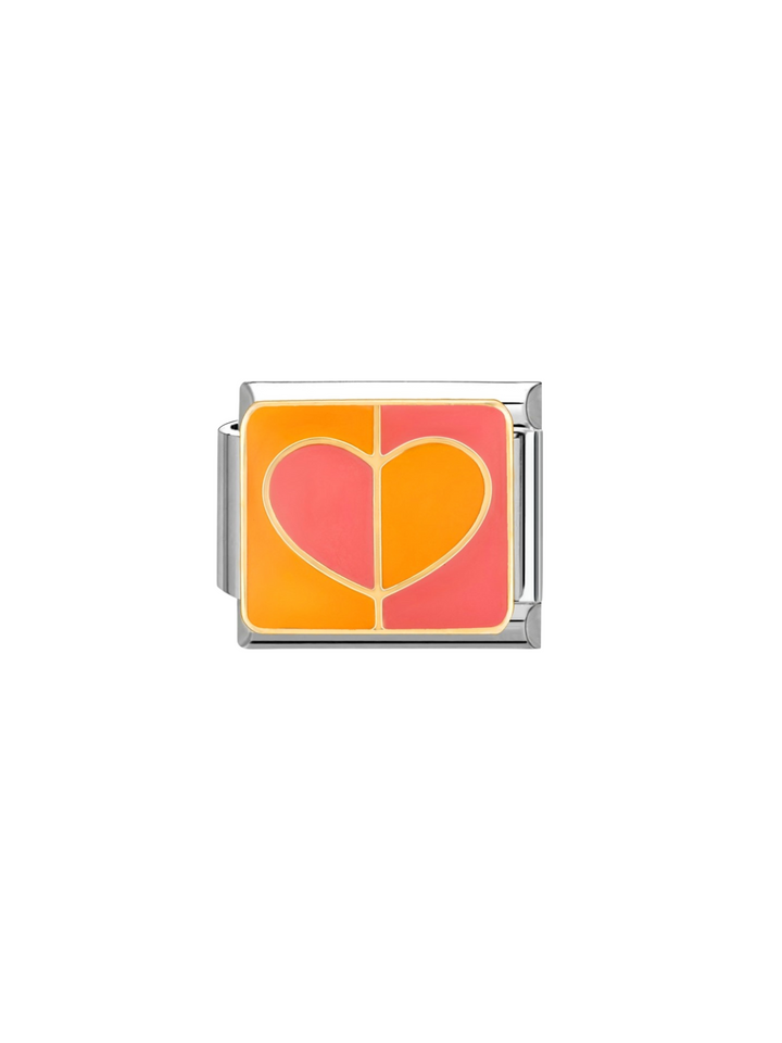 Charm Corazon Naranja y Rosa