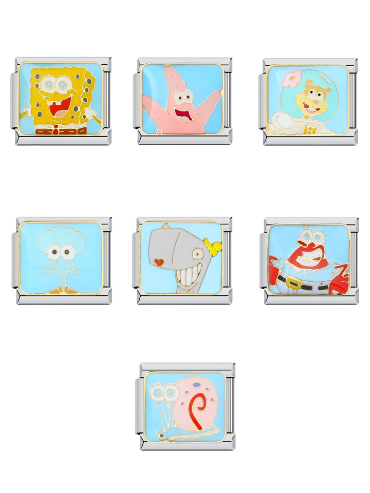 Charm Personajes Bob Esponja Fondo Azul