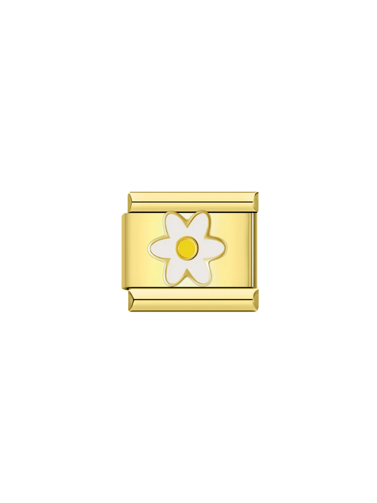 Charm Flor Blanca Dorado
