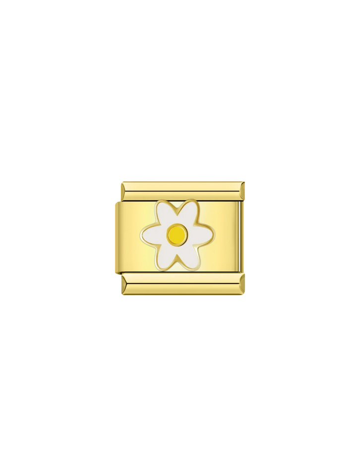 Charm Flor Blanca Dorado