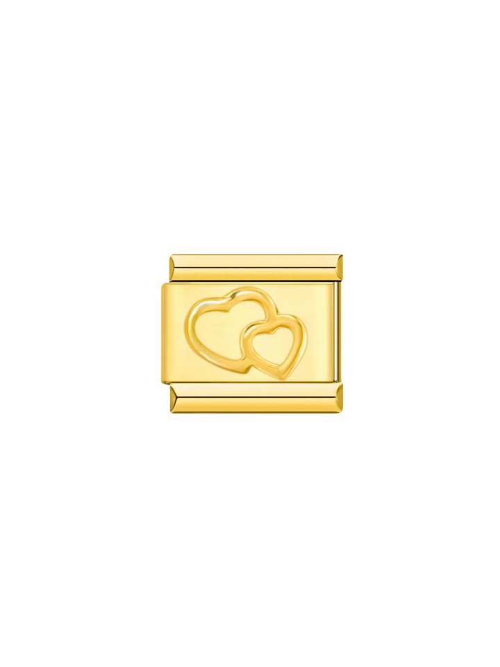 Charm Doble Silueta Corazon Dorado