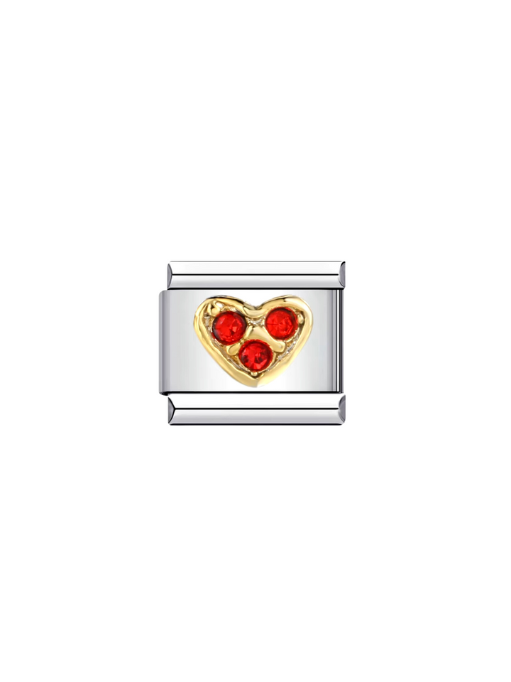 Charm Corazon Dorado Con Rojo 3D