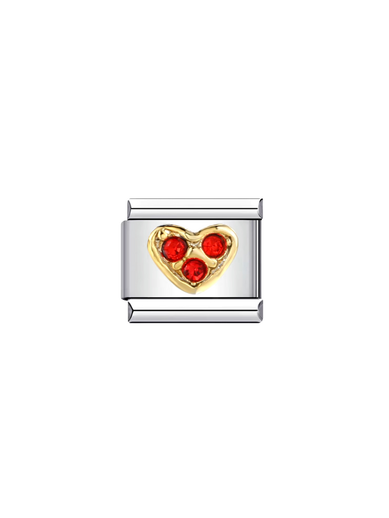 Charm Corazon Dorado Con Rojo 3D