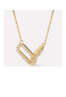 Collar Doble Eslabón Ovalado Entrelazado Zirconias