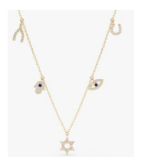 Collar Dije Estrella, Mano y Ojo Con Zirconias