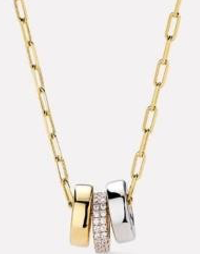Collar 3 Aros Combinados Lisos y Zirconias