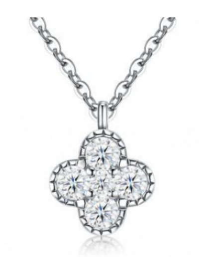Collar Dije Trebol Moissanita 0.26 CT
