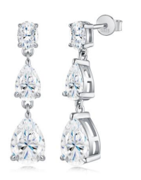 Par Arete Largo Moissanitas Corte Pera 7 CT