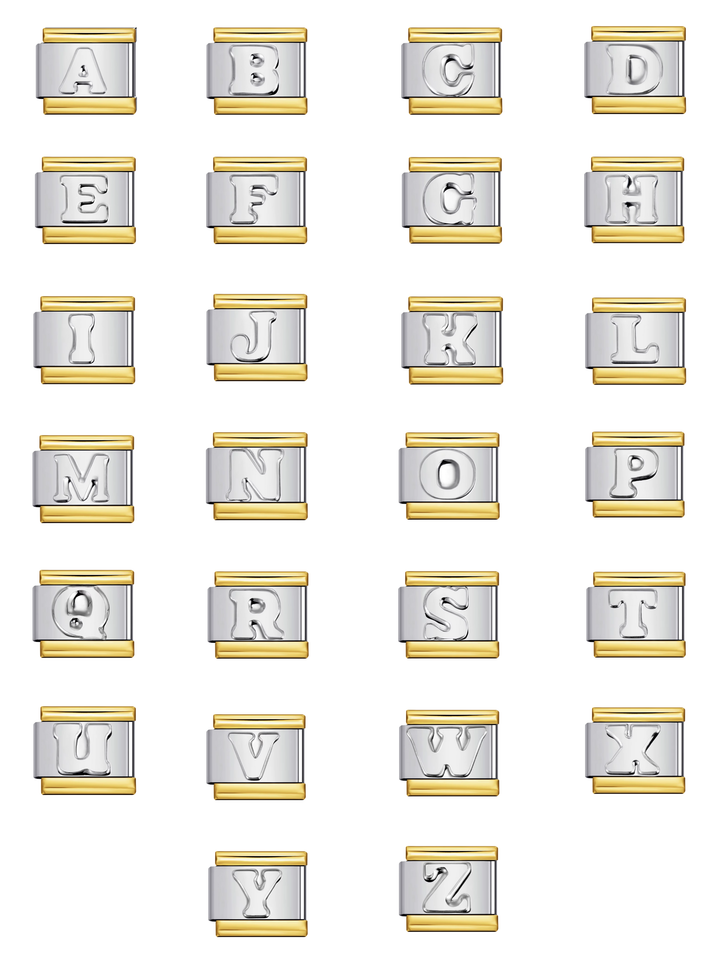 Charm Inicial Plateada Con Borde Dorado