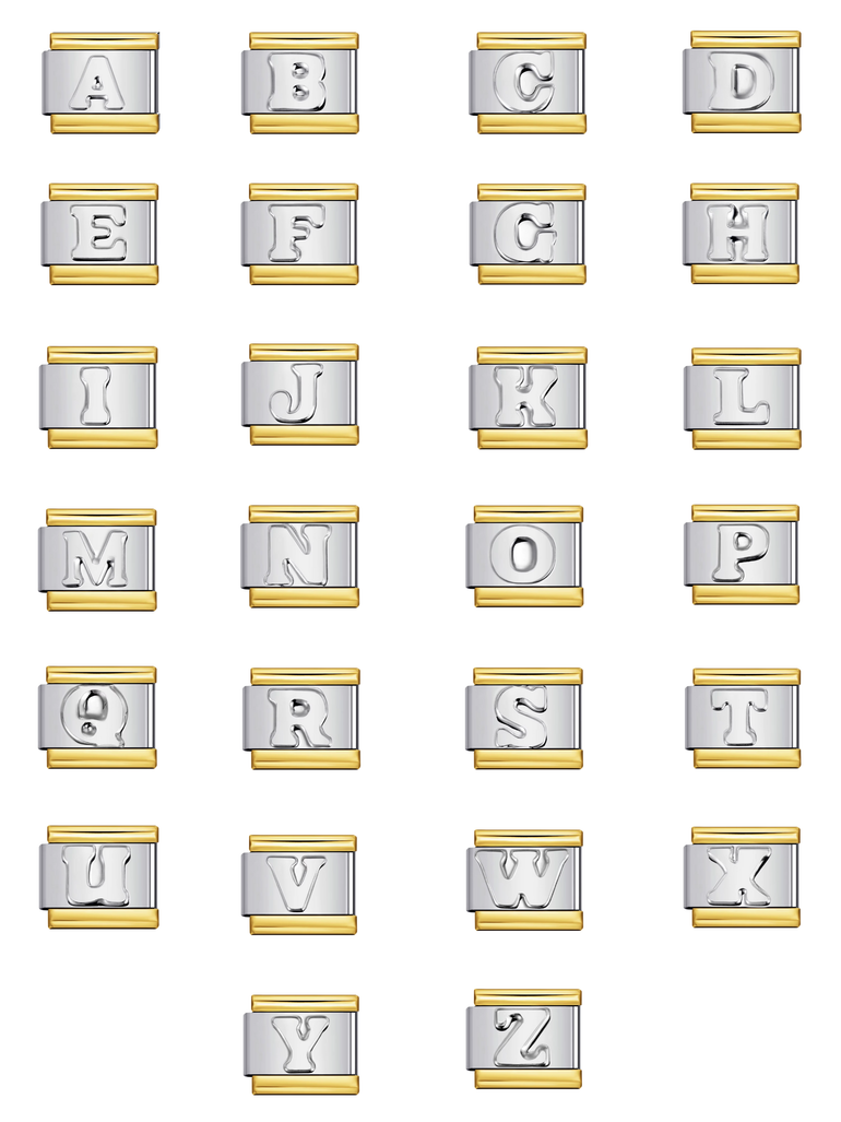 Charm Inicial Plateada Con Borde Dorado