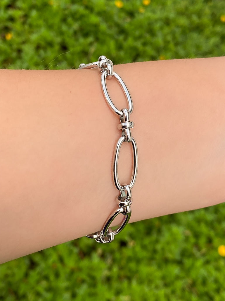 Pulsera Eslabones Plateado Chunky
