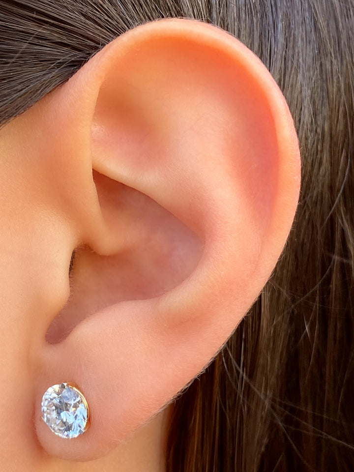 Par Aretes 3 Ct Round Diamantes Lab Grown