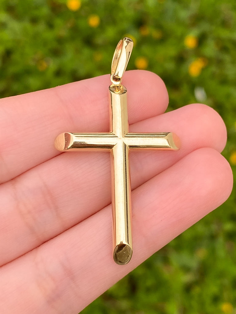 Dije Cruz Con Borde 47 mm Oro 14k