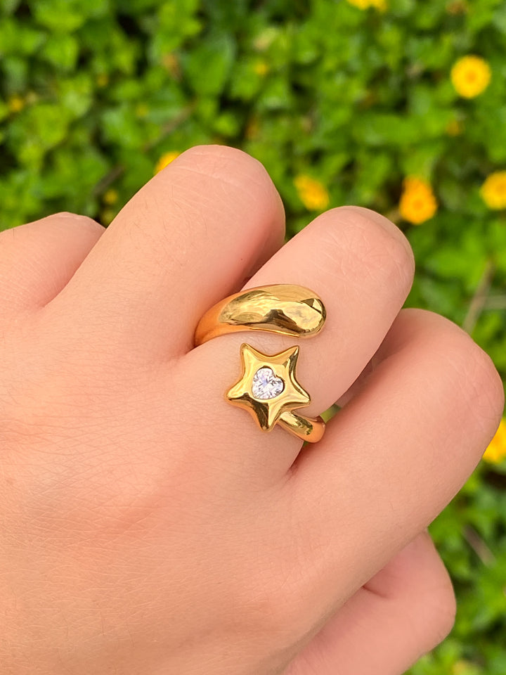 Anillo Cruzado Gota y Estrella