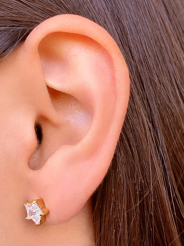 Par Arete Mini Estrella Con Zirconia