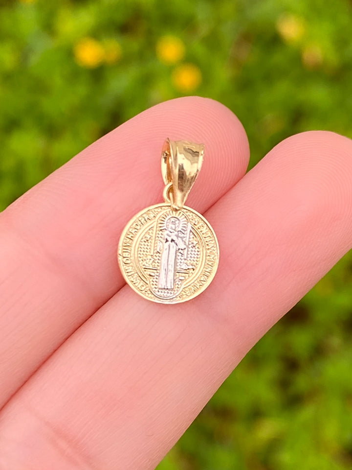 Dije San Benito Combinado 11 mm Oro 14k