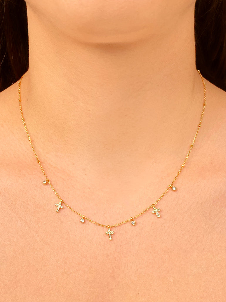 Collar Con Cruces y Zirconias