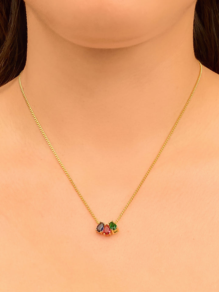 Personaliza Tu Collar Birthstone Gota Dorado