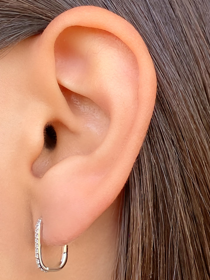 Par Arracada Rectangular Zirconias Con Dije