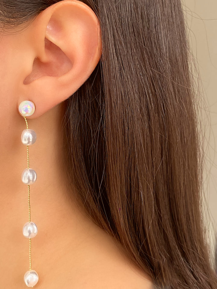 Par Arete Tira Con Perlas