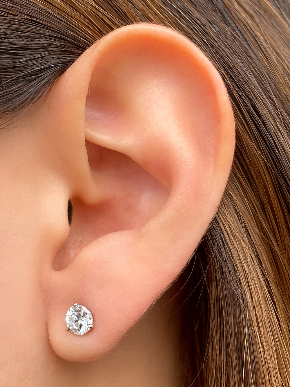 Par Aretes 1 Ct Round Diamantes Lab Grown