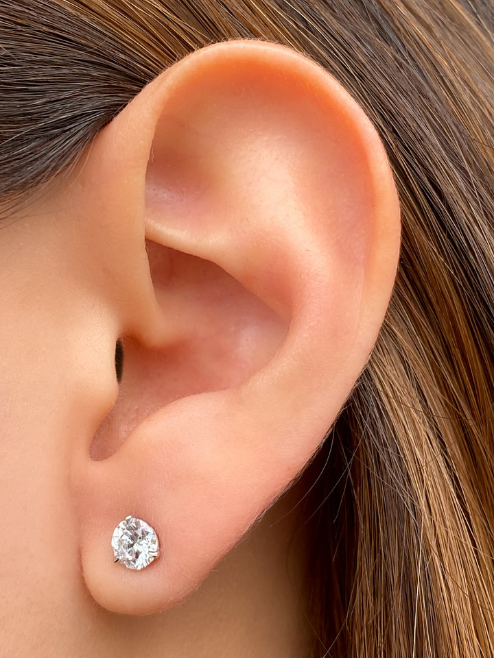 Par Aretes 1 Ct Round Diamantes Lab Grown