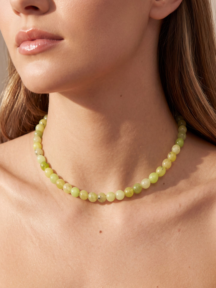 Choker Bolitas Piedra Natural 8 mm