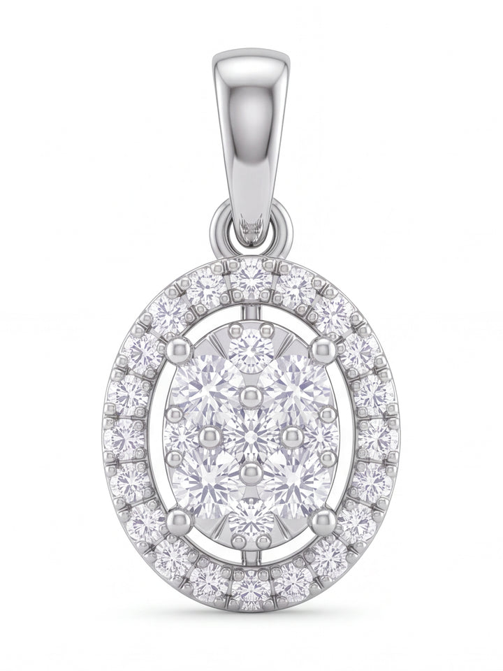 Dije Diamante Lab Grown Corte Ovalo Con Halo 0.6 Ct